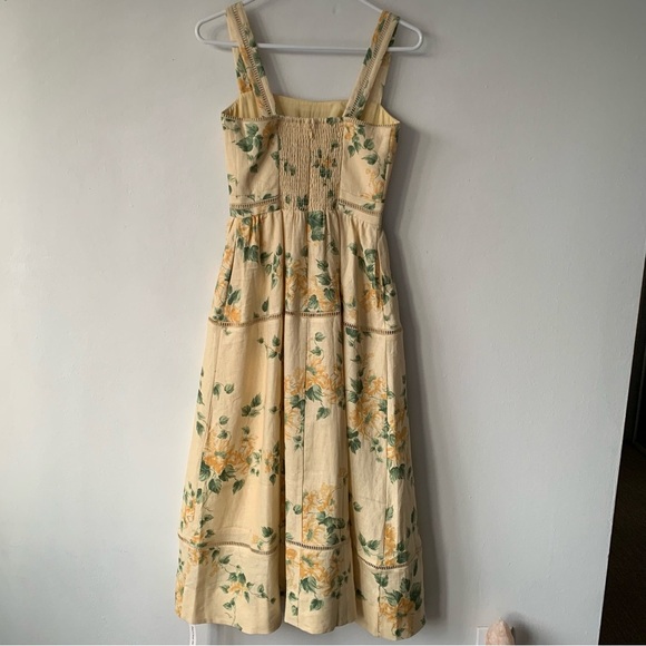 NWT Reformation Everett Linen Tiered Midi Maxi Dress Radiance Yellow Floral - Picture 8 of 9